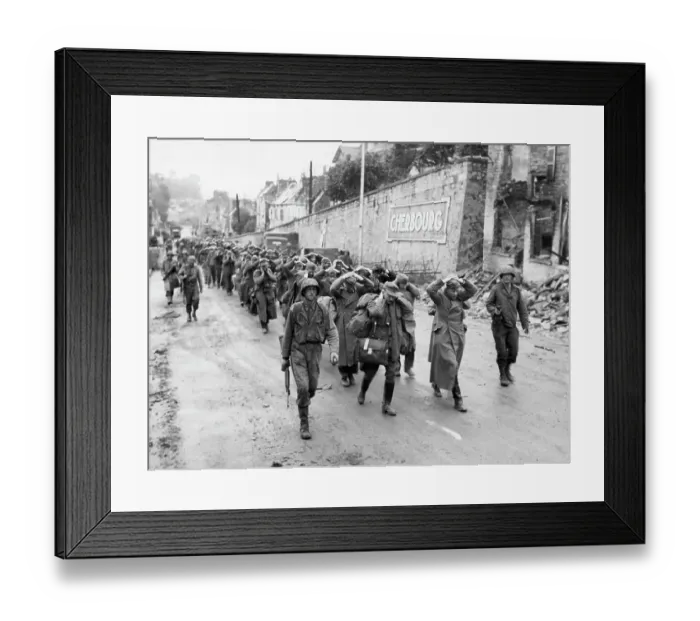 Framed Print : German Soldiers Marching Through Cherbourg Framed Print : German Soldiers Marching Through Cherbourg