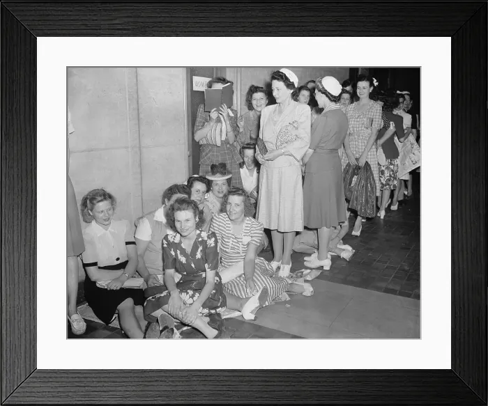 Framed Print : Women Waiting to Buy Nylons Framed Print : Women Waiting to Buy Nylons