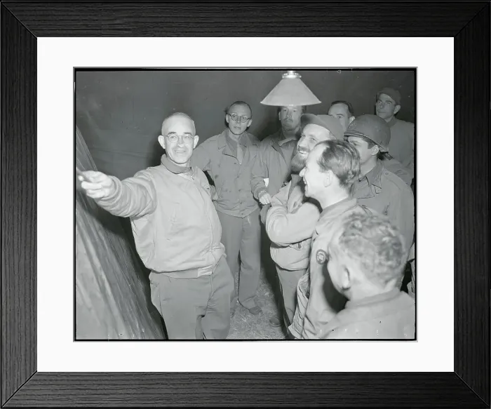 Framed Print : General Omar Bradley Instructing Press on War Operations