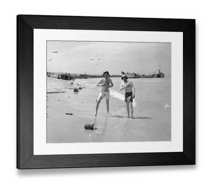 Framed Print : American Troops Enjoying Beach While on Leave