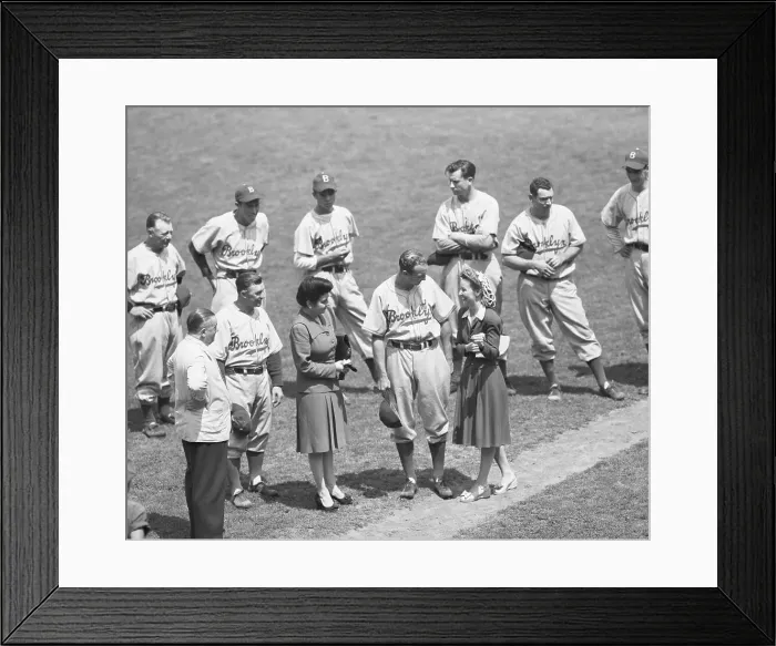 Framed Print : Woman Giving Medal To Brooklyn Dodger Framed Print : Woman Giving Medal To Brooklyn Dodger