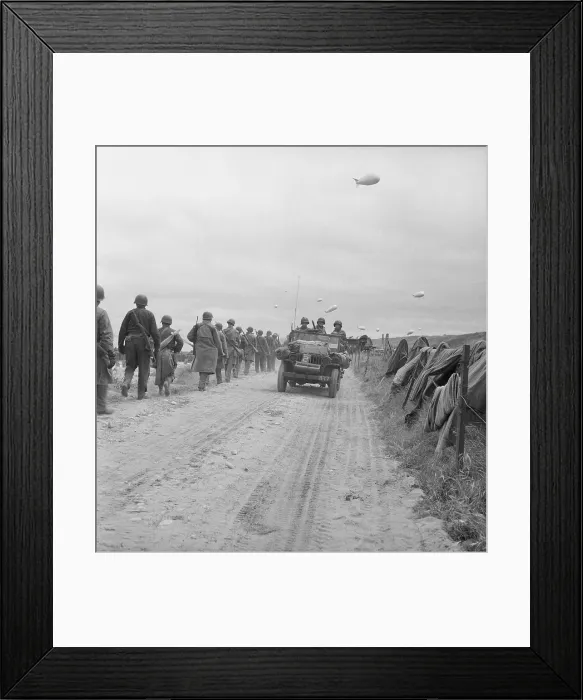 Framed Print : American Troops Marching on D-Day Framed Print : American Troops Marching on D-Day
