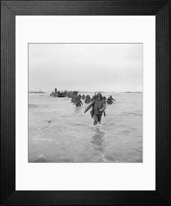 Framed Print : Soldiers Troop Through The Surf; Beach Framed Print : Soldiers Troop Through The Surf; Beach