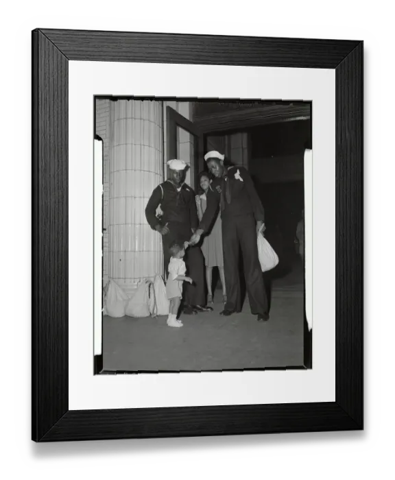 Framed Print : Black Sailor Gives Boy Souvenir Framed Print : Black Sailor Gives Boy Souvenir