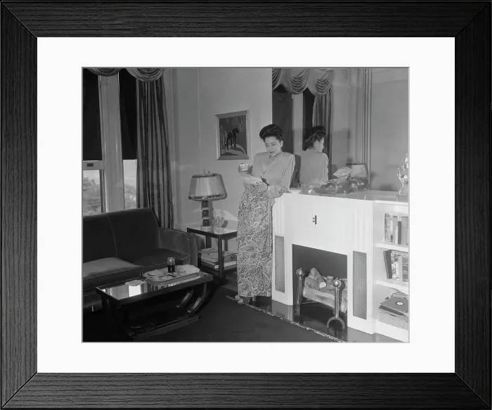 Framed Print : Marva Louis Leaning on Fireplace Mantle Framed Print : Marva Louis Leaning on Fireplace Mantle