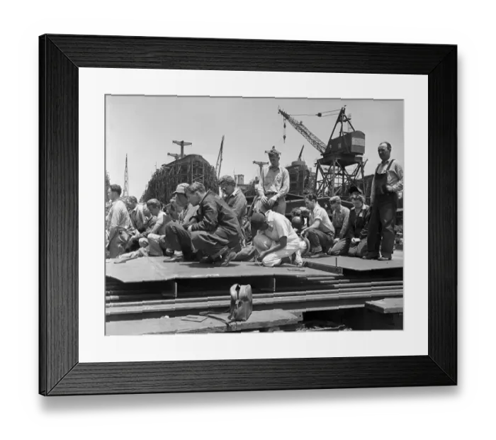 Framed Print : Ship Builders Pray for Allied Success Framed Print : Ship Builders Pray for Allied Success