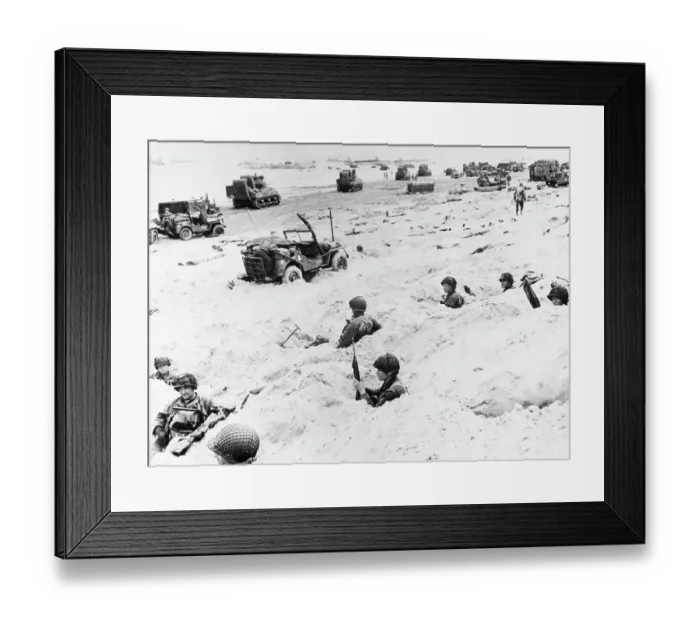 Framed Print : American Soldiers in Foxholes on D-Day Framed Print : American Soldiers in Foxholes on D-Day