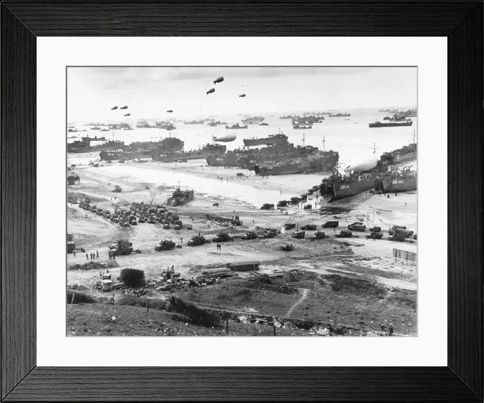 Framed Print : Allied Forces at a Beach in Normandy Framed Print : Allied Forces at a Beach in Normandy