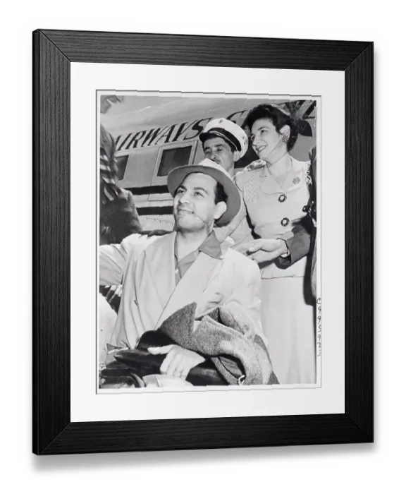 Framed Print : Salvador Leader Arriving in America by Airplane Framed Print : Salvador Leader Arriving in America by Airplane