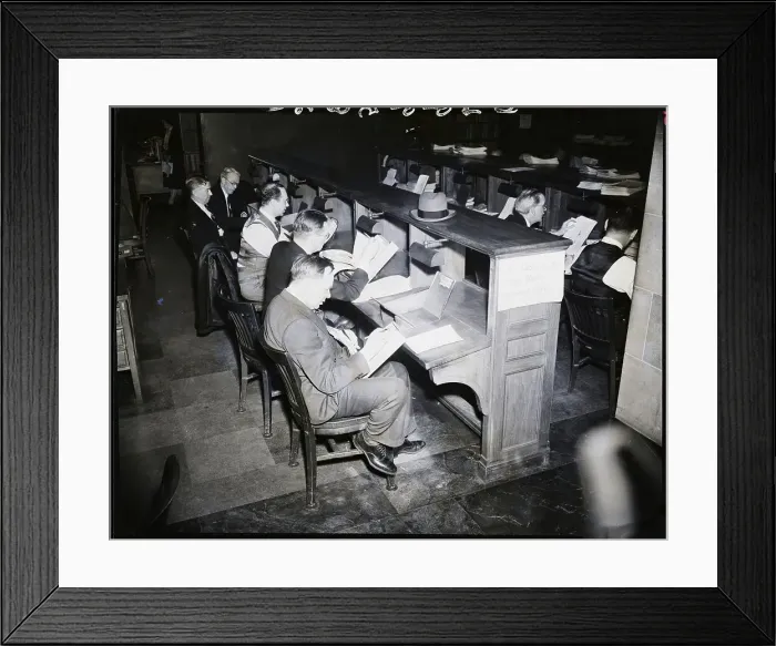 Framed Print : Attorney Researching At Desks;Trademarks Framed Print : Attorney Researching At Desks;Trademarks