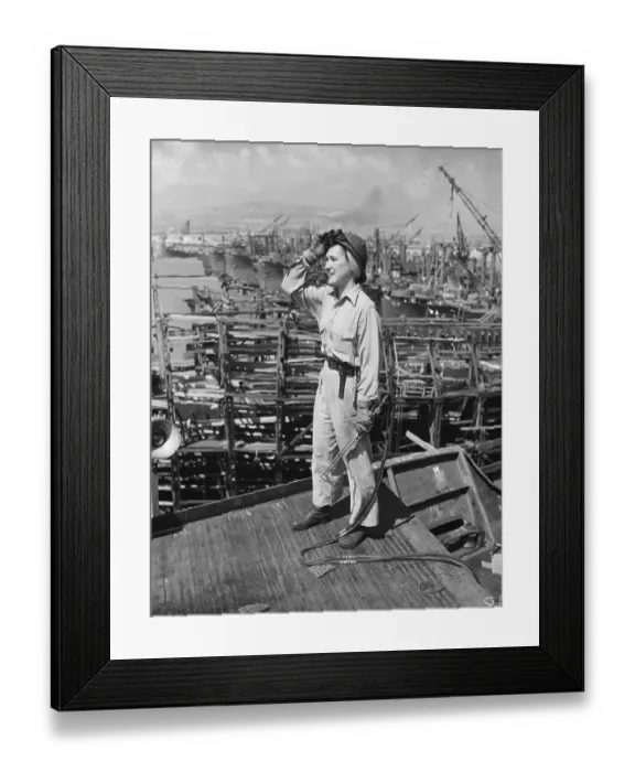 Framed Print : Woman Working at Shipyard Framed Print : Woman Working at Shipyard