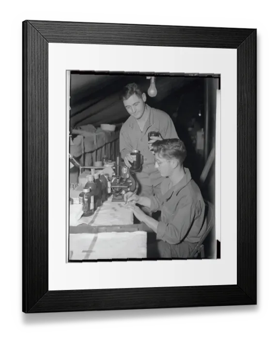 Framed Print : Military Laboratory Technicians Analyzing Blood Framed Print : Military Laboratory Technicians Analyzing Blood