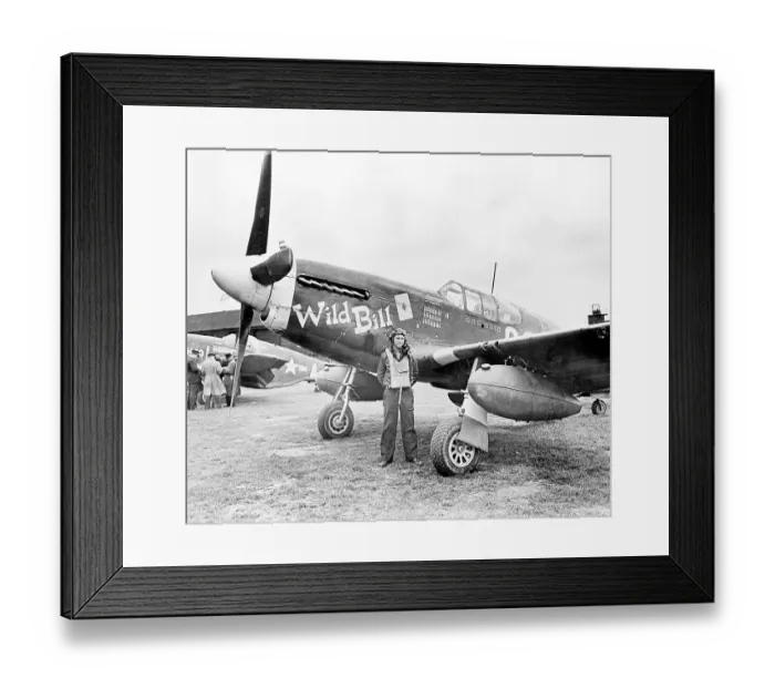 Framed Print : American Pilot Posing by P-51 Framed Print : American Pilot Posing by P-51