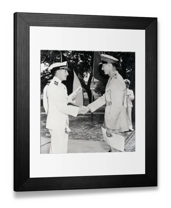 Framed Print : Navy Captain Shakes T. Williams In Mil Hand Framed Print : Navy Captain Shakes T. Williams In Mil Hand