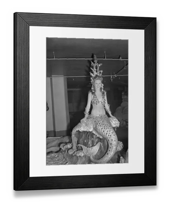Framed Print : Young Circus Woman Dressed as a Mermaid Framed Print : Young Circus Woman Dressed as a Mermaid