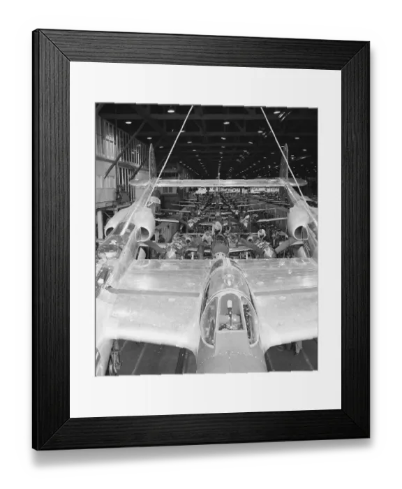 Framed Print : Lockheed P-38 Lightning Fighter Aircraft on Assembly Line Framed Print : Lockheed P-38 Lightning Fighter Aircraft on Assembly Line