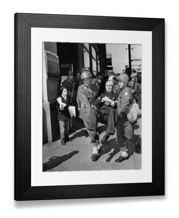 Framed Print : Guards Removing Sewell Avery in Chair from Building Framed Print : Guards Removing Sewell Avery in Chair from Building