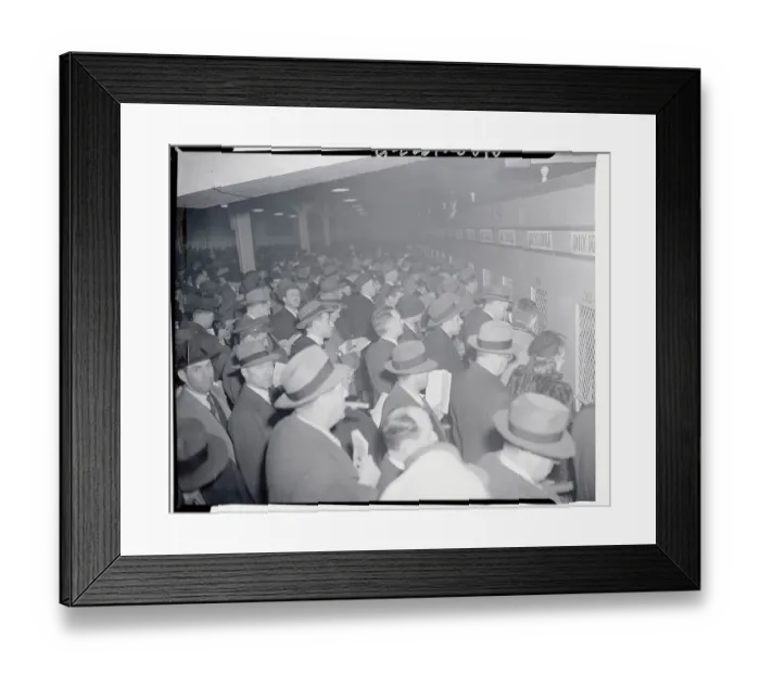 Framed Print : People Betting at Track