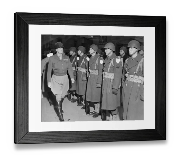 Framed Print : General George S. Patton Walking by Troops Standing at Attention Framed Print : General George S. Patton Walking by Troops Standing at Attention