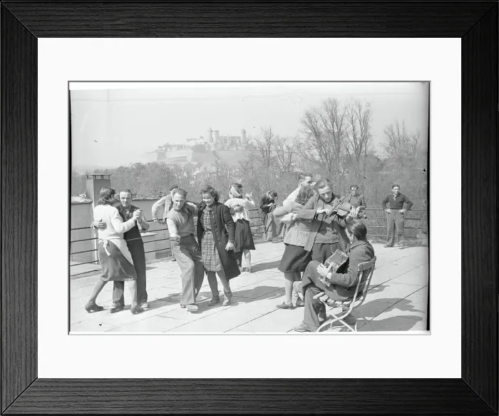 Framed Print : Freed Slave Laborers Dance on Goebbel's Roof Framed Print : Freed Slave Laborers Dance on Goebbel's Roof