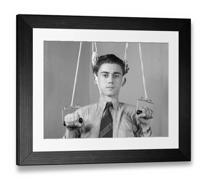 Framed Print : Man Using Stature Stretching Device Framed Print : Man Using Stature Stretching Device