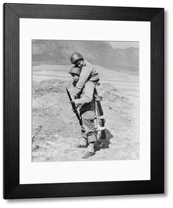 Framed Print : Soldier Riding Piggy Back on Another Soldier Framed Print : Soldier Riding Piggy Back on Another Soldier