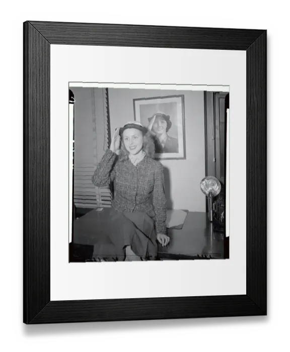 Framed Print : Actress Joan Carter Mortimer Sitting on Desk