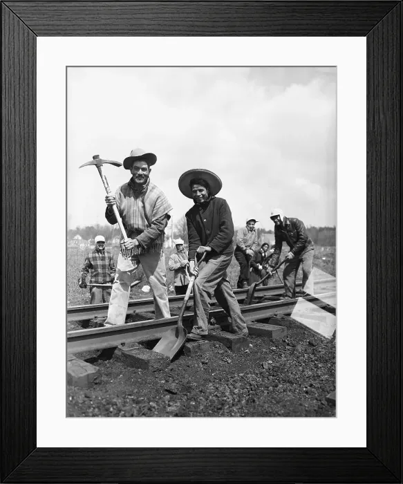 Framed Print : Two Mexicans Working On Railroad Framed Print : Two Mexicans Working On Railroad