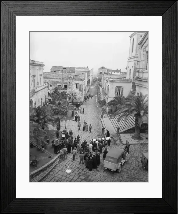 Framed Print : Villagers Watch Lava Flow Down Street Framed Print : Villagers Watch Lava Flow Down Street