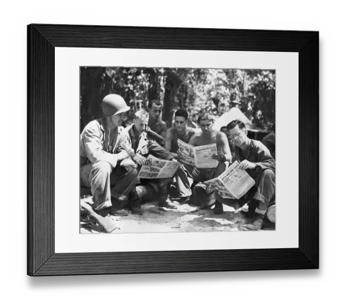 Framed Print : Soldiers Read News From Home Framed Print : Soldiers Read News From Home