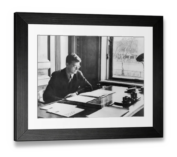 Framed Print : Dmitri Shostakovich Sitting at Desk