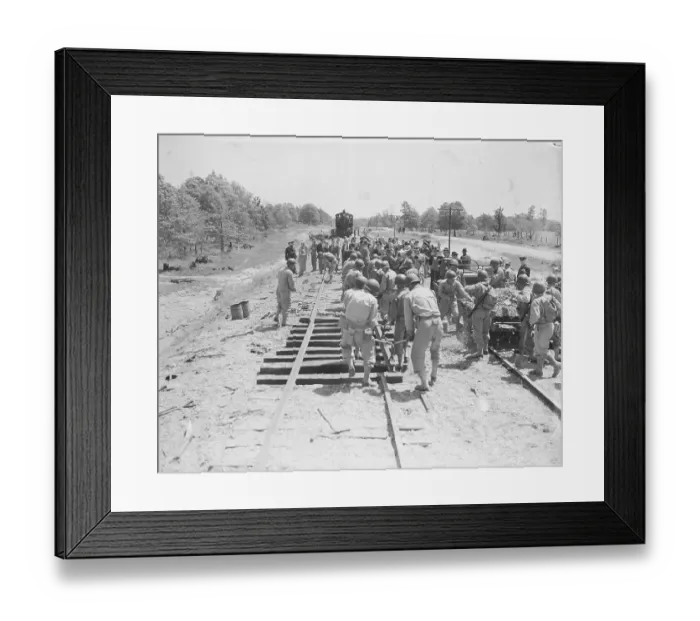 Framed Print : Soldiers Repairing Railroad Tracks Framed Print : Soldiers Repairing Railroad Tracks