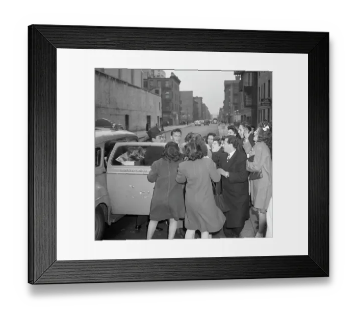 Framed Print : Women Surround Frank Sinatra at Studio