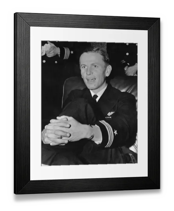Framed Print : Navy Commander John T. Blackburn Talking with Reporters Framed Print : Navy Commander John T. Blackburn Talking with Reporters