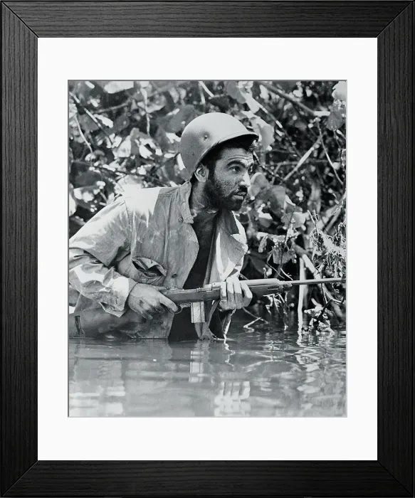 Framed Print : Soldier Advancing Through Swamp Framed Print : Soldier Advancing Through Swamp