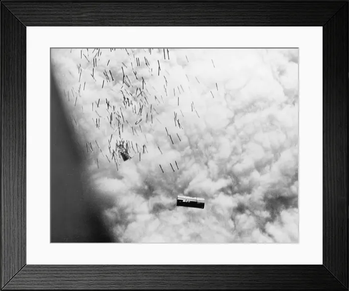 Framed Print : Cluster Bombs Falling on Germany Framed Print : Cluster Bombs Falling on Germany