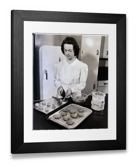 Framed Print : Woman Baking Cookies with Soya Flour