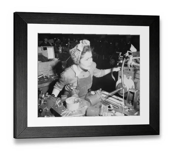 Framed Print : Woman Operating a Lathe Framed Print : Woman Operating a Lathe