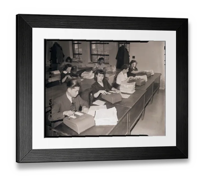 Framed Print : IRS Workers Checking Tax Forms Framed Print : IRS Workers Checking Tax Forms