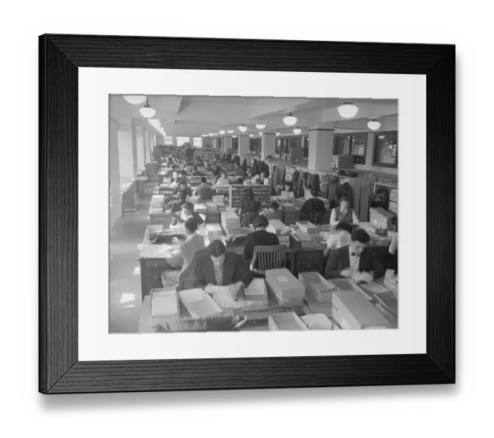 Framed Print : Income Tax Document Sorters, 1944 Framed Print : Income Tax Document Sorters, 1944