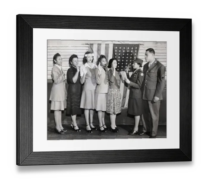Framed Print : Women Being Sworn in by Army Captain Framed Print : Women Being Sworn in by Army Captain