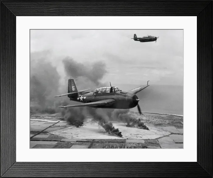 Framed Print : Airplane Flying over War Hit on Tinian Island Framed Print : Airplane Flying over War Hit on Tinian Island