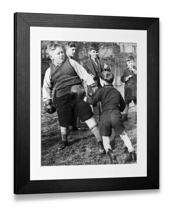 Framed Print : Young John Sullivan Sparring W / Boy