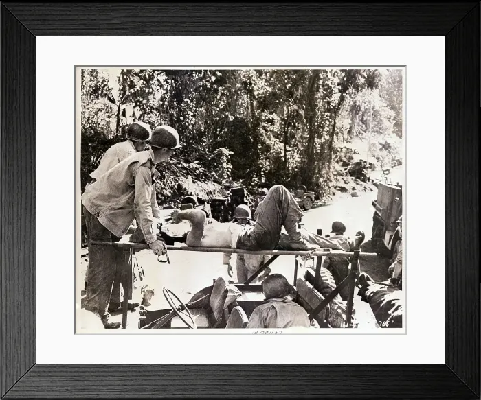 Framed Print : Soldier Being Lifted into Ambulance Framed Print : Soldier Being Lifted into Ambulance