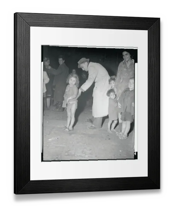 Framed Print : Girl Being Deloused at Encampment Framed Print : Girl Being Deloused at Encampment