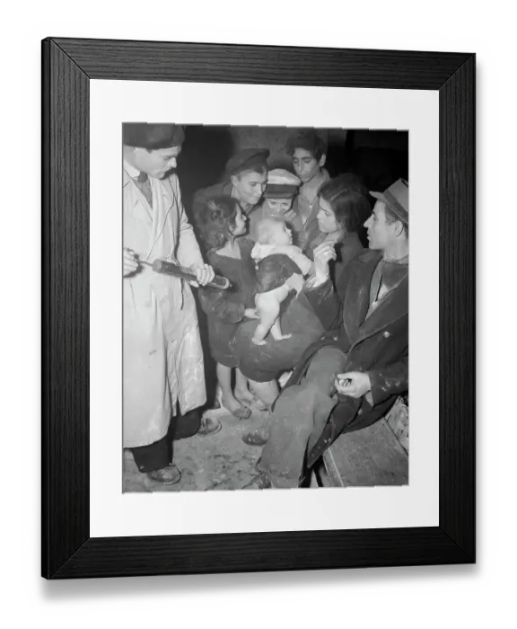 Framed Print : Family Sitting Around Infant of Adoration
