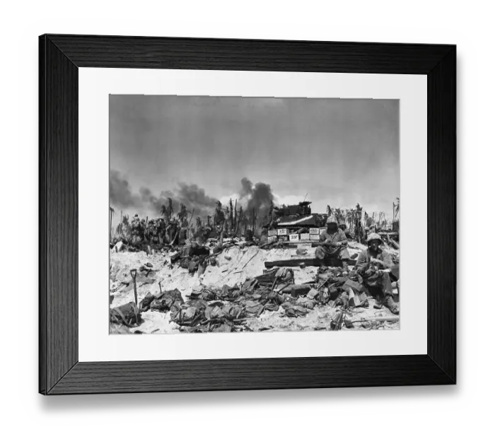 Framed Print : American Marines Resting in Foxhole During World War II Framed Print : American Marines Resting in Foxhole During World War II