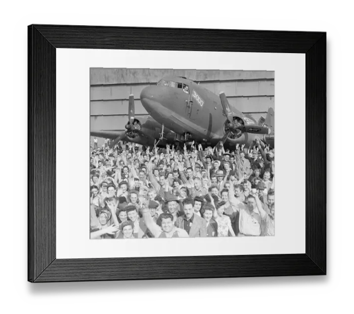 Framed Print : Factory Workers Cheer 3000th Douglas C-47 Skytrain Framed Print : Factory Workers Cheer 3000th Douglas C-47 Skytrain