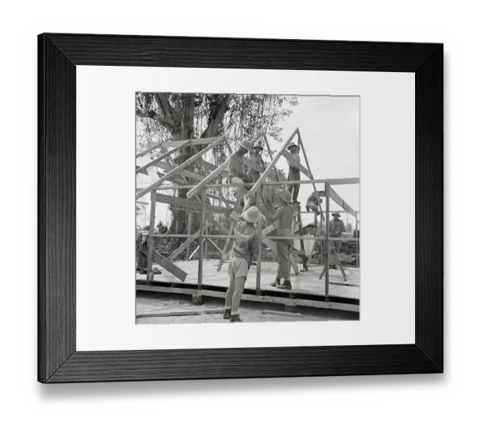 Framed Print : Seabees Constructing A Building Framed Print : Seabees Constructing A Building