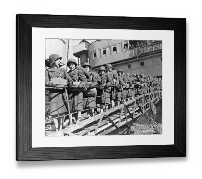 Framed Print : Women Disembarking from Ship Framed Print : Women Disembarking from Ship